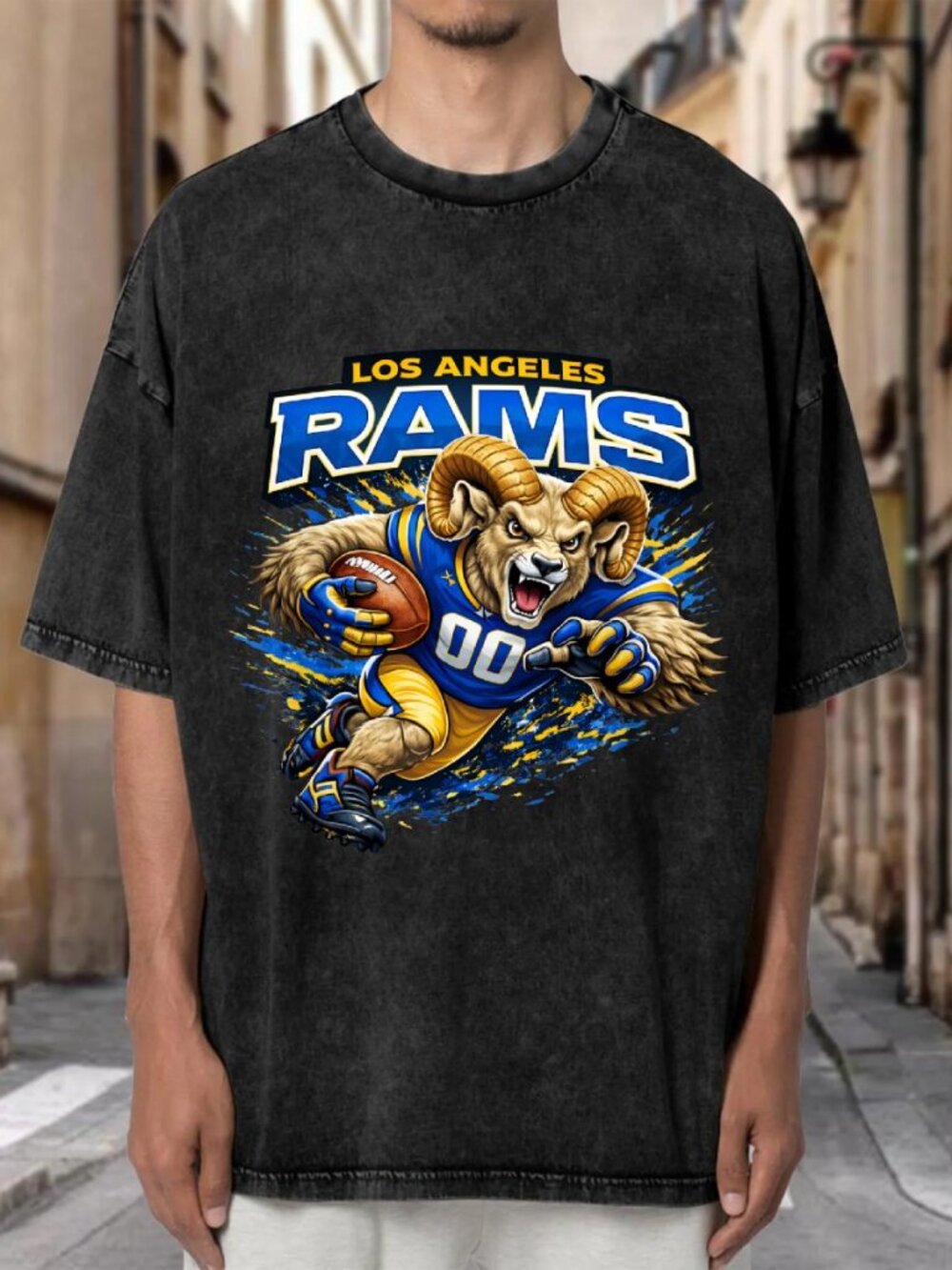 Los Angeles Rams Mascot Football Streetwear T-shirt JIDEPZ5EFA01